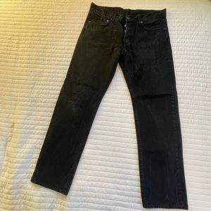 H&M straight regular 33/32 button fly jeans.
